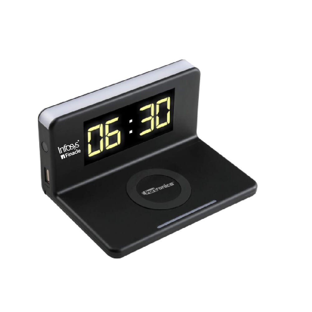 Portronics Desktop Wireless Charger with Alarm Clock and LED Lamp (Finacle)